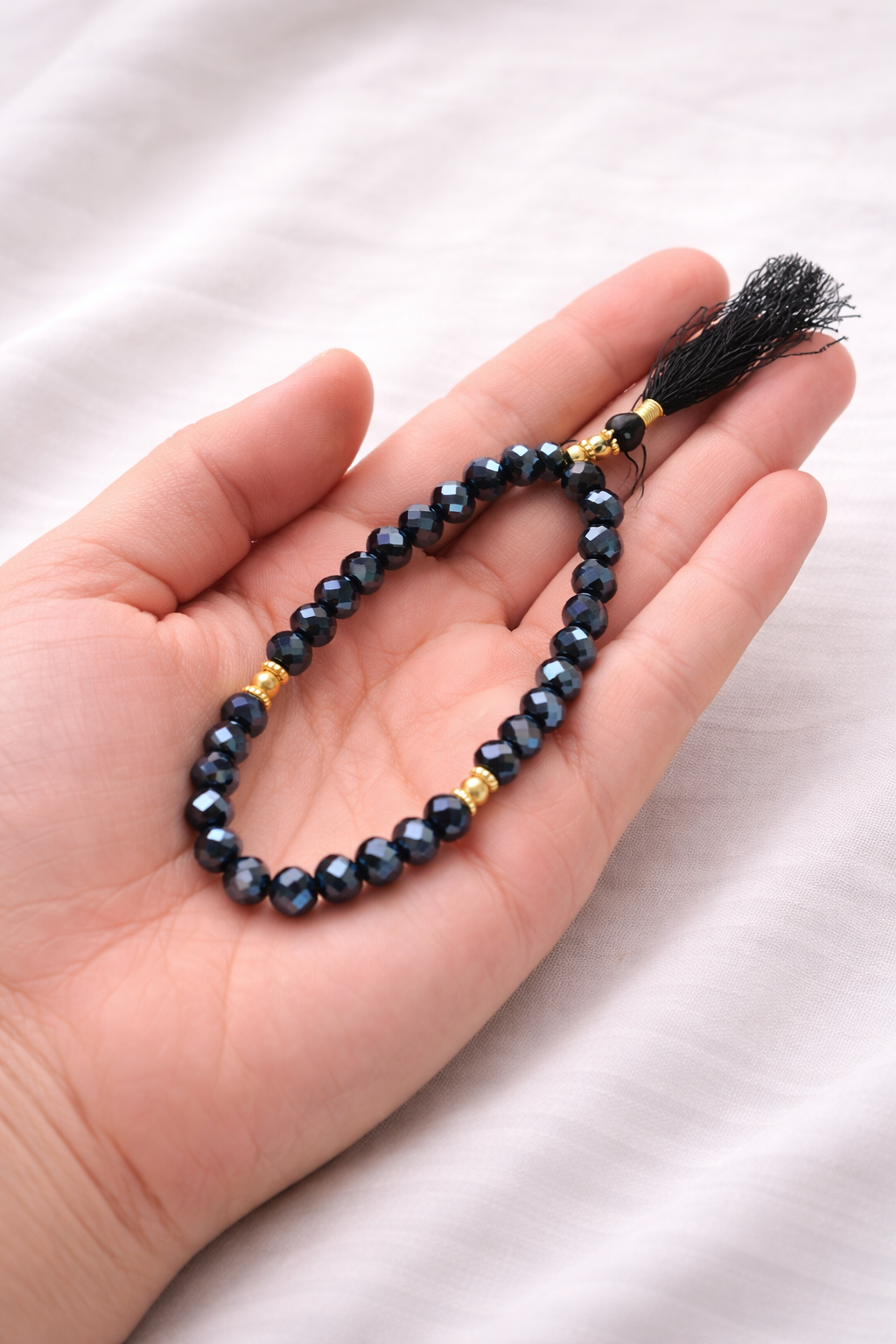Crystal Tasbeeh Black – 33 Beads