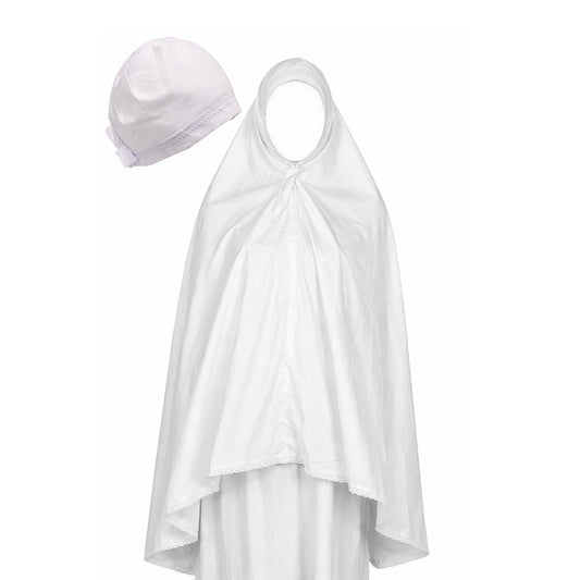 Makhna Scarf for Hajj / Umrah – White (With Cap)
