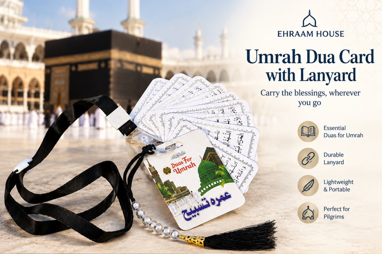 Umrah Dua Cards with Lanyard – Essential Umrah Duas | Ehraam House